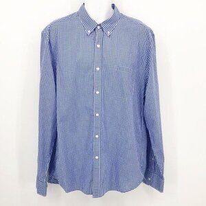 J Crew Blue and White Checked Button Down Men's shirt Size XL